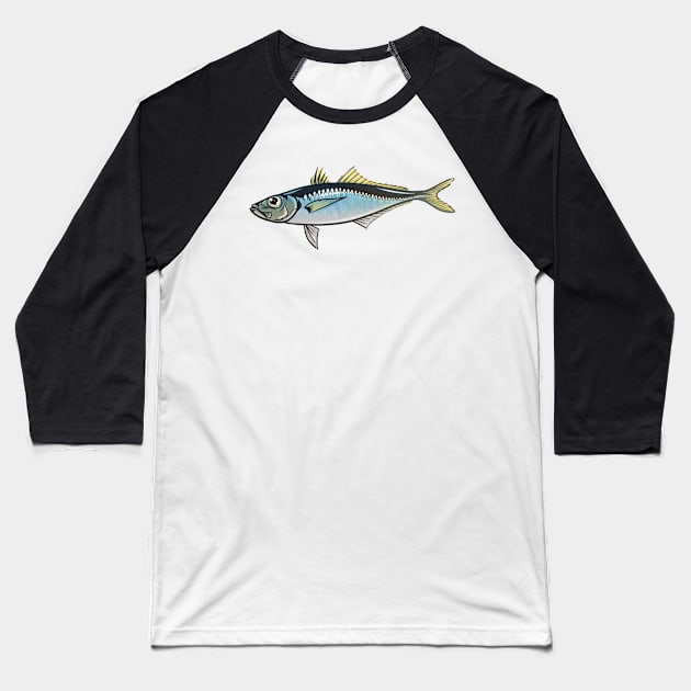 Fish-3 Horse Mackerel Baseball T-Shirt by Komigato